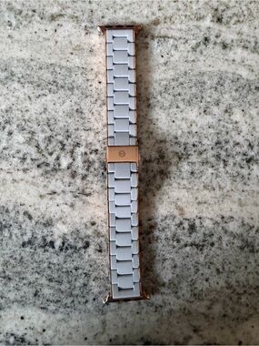 Michele Rose Gold and White Ceramic Link Apple Watch Band
